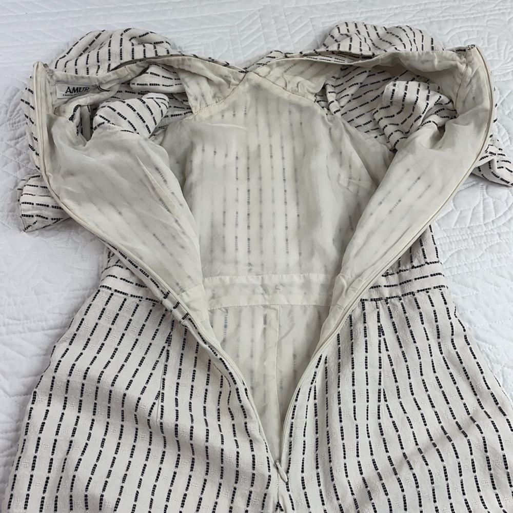 AMUR Cream Striped Ruffle Romper - Picture 11 of 15